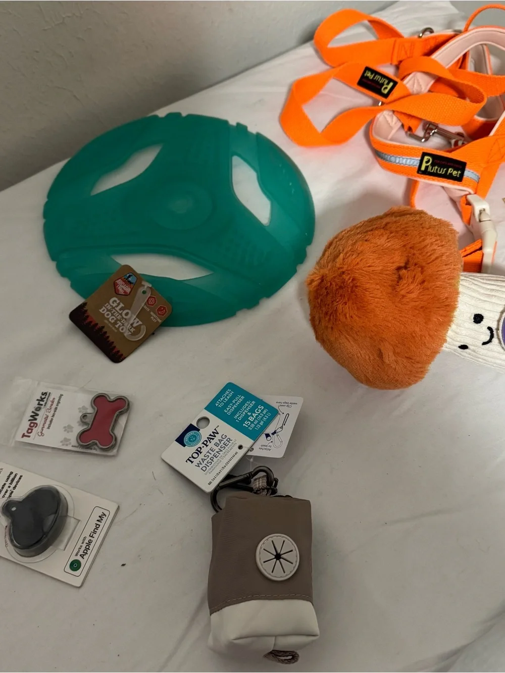 Plenus Pet Orange Dog Leash and Harness Set (Various) Frisbee Dog Tag, Etc NWT